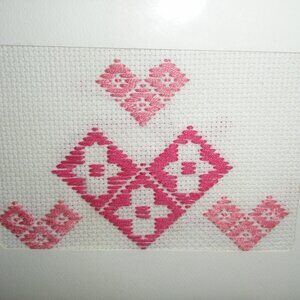 NEW HAND CRAFTED / STITCHED SASHIKO VALENTINE'S DAY BLANK CARD